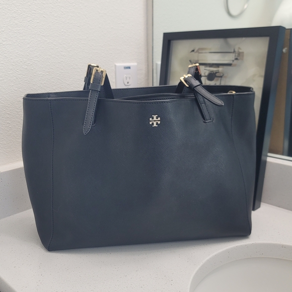 Tory Burch Black Leather Tote Bag - Picture 1 of 14